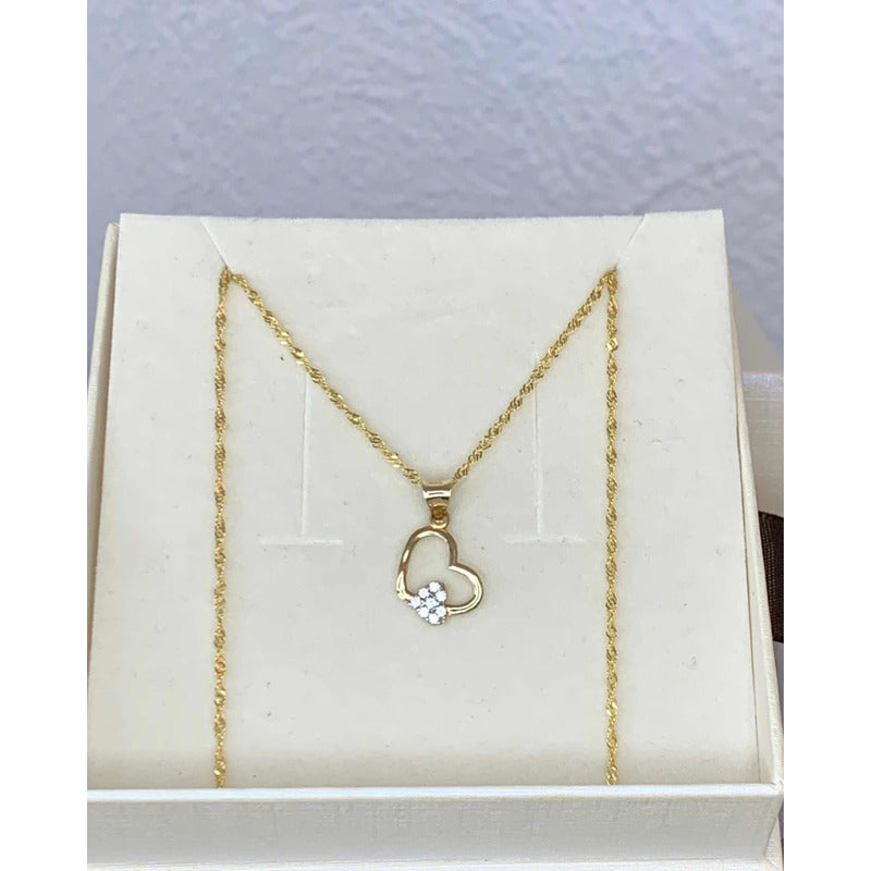 Dije Corazón Doble Oro 10 Kilates + Obsequio