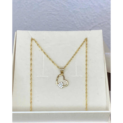 Dije Corazón Doble Oro 10 Kilates + Obsequio