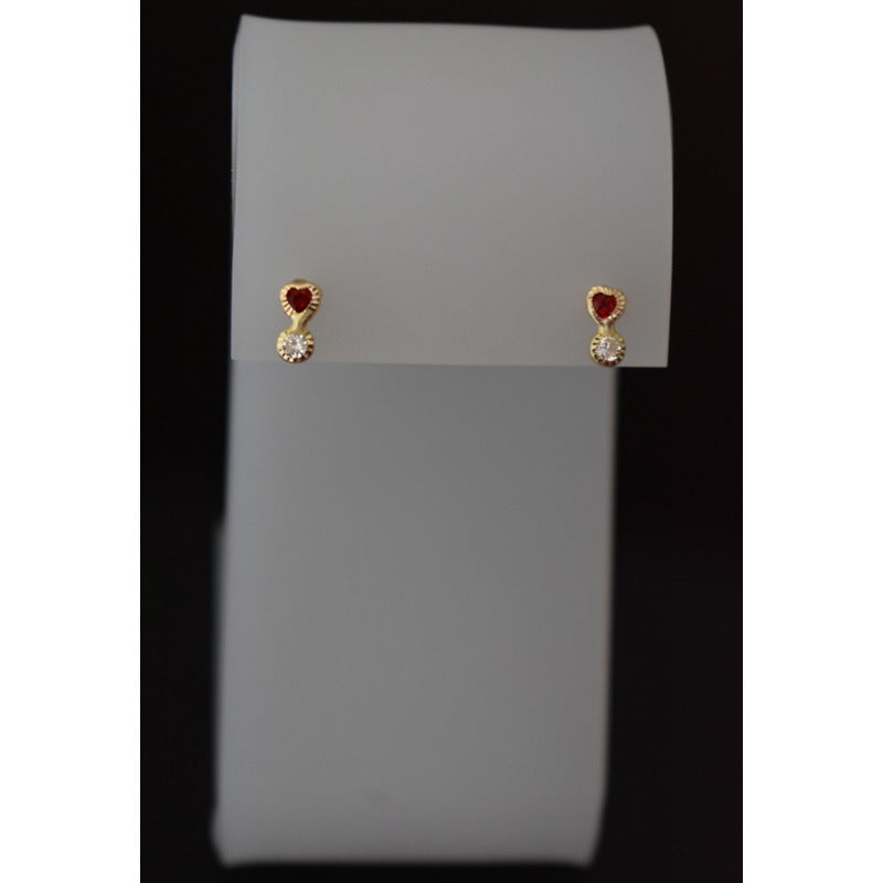 Broqueles Tu Y Yo Corazón 7 Mm Oro De 10 K + Obsequio