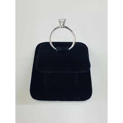 Anillo De Compromiso Clásico Oro Blanco 10 K