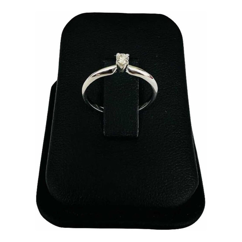 Anillo Compromiso Oro Bco 14 K Diamante Natural .9 Ct