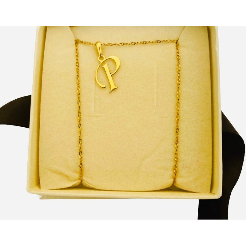 Gargantilla De Inicial Letra P Oro De 14k + Obsequio