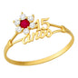 Anillo Xv Años Roseta Rubi 10 K + Color Dorado Talla 6