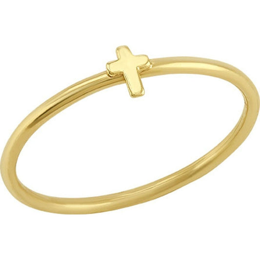 Anillo Mini Cruz En Oro De 10 K + Obsequio + Envio