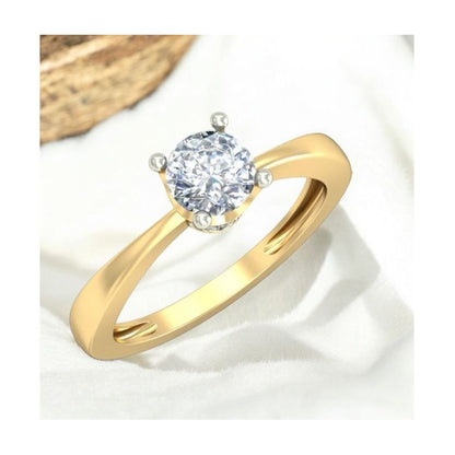 Elegante Anillo Clasico 4 Uñas Oro 18 Kilates