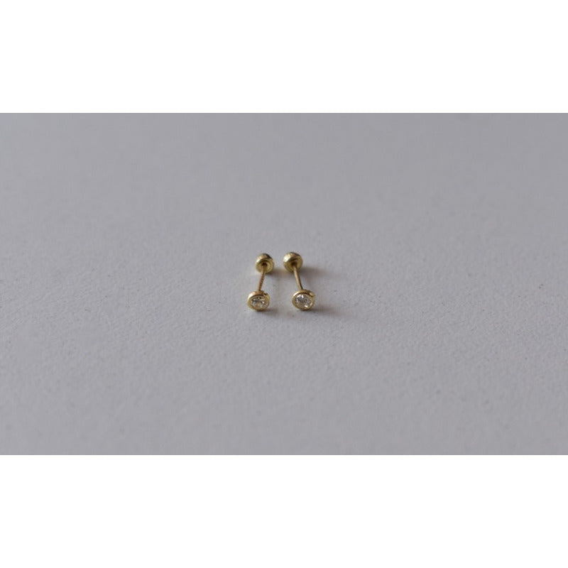 Broqueles Biselados Para Bebé 2.5 Mm Oro De 10 K + Obsequio