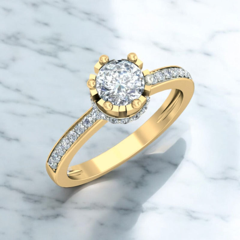 Anillo Solitario Corona Reyna Oro 10 Kilates