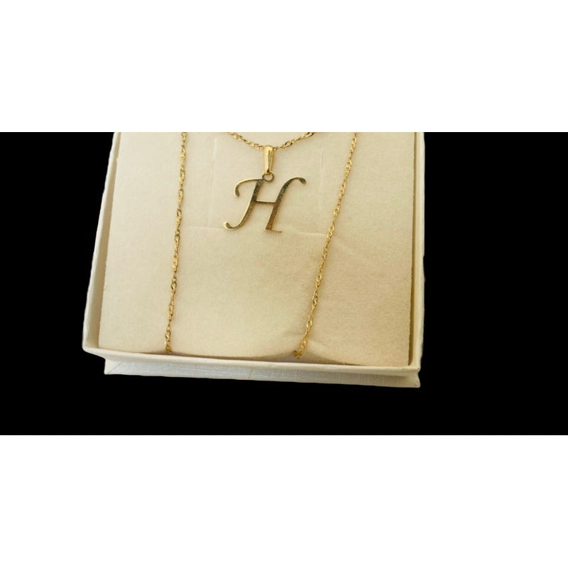 Gargantilla De Inicial Letra H Oro De 14k + Obsequio