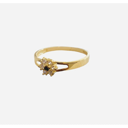 Anillo Flor Con Onix Y Circonias Oro 10 K + Obsequio