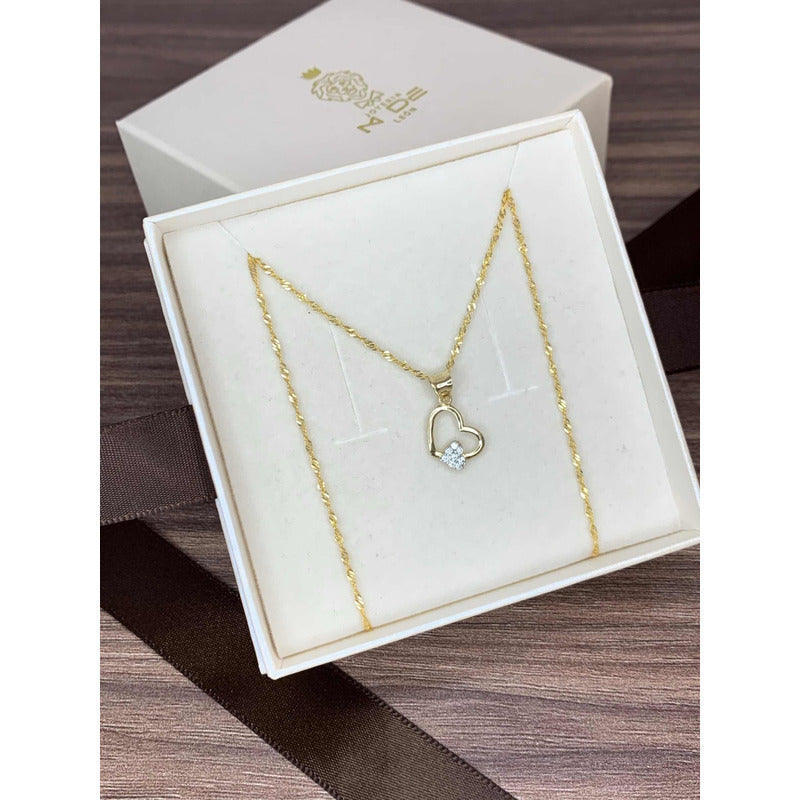 Dije Corazón Doble Oro 10 Kilates + Obsequio
