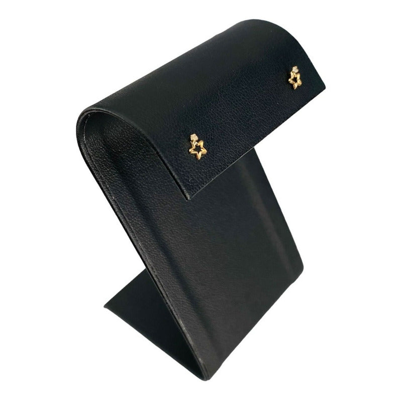 Broqueles De Estrella Con Zirconia En Oro De 14 Kilates