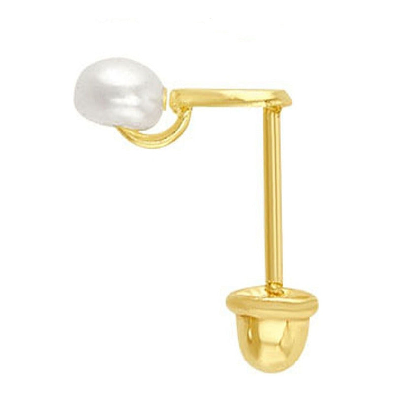 Broquel Corazón 3 Mm Perla En Oro De 10 K + Obsequio + Envío