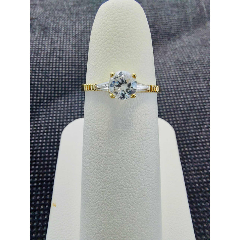 Anillo Solitario 2 Oros 10 Kilates Circonia + Obsequio