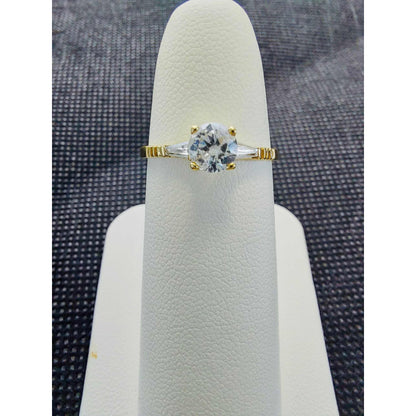 Anillo Solitario 2 Oros 10 Kilates Circonia + Obsequio
