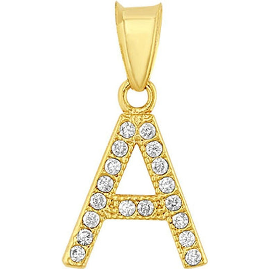 Dije Inicial A Con Zirconias En Oro De 10 K + Obsequio