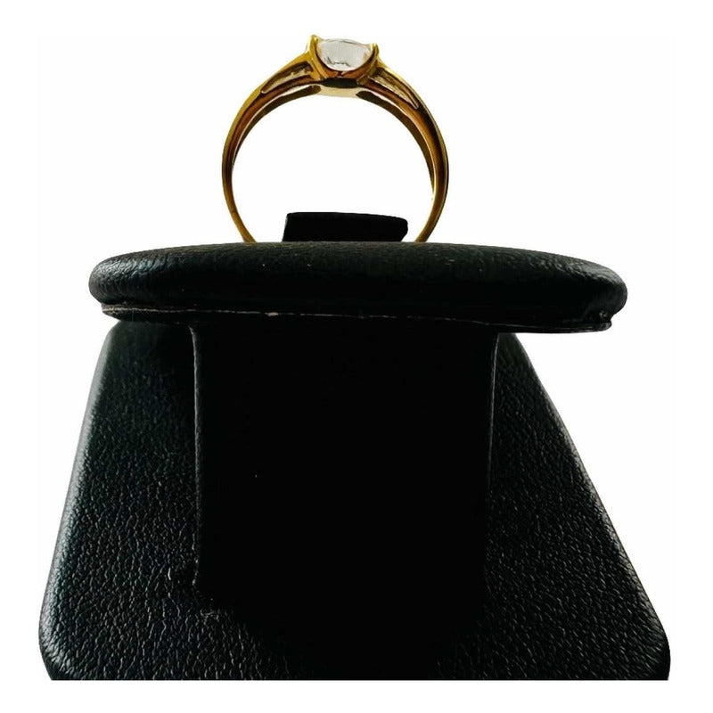 Anillo Compromiso Mont. Cuadrada Oro 14 K Zirconias + Obsequ