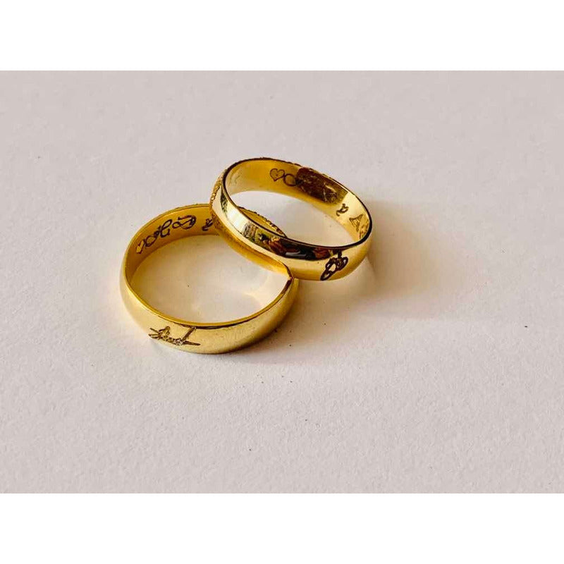 Argollas Matrimoniales Huella Dactilar Y Firma Oro 14 K