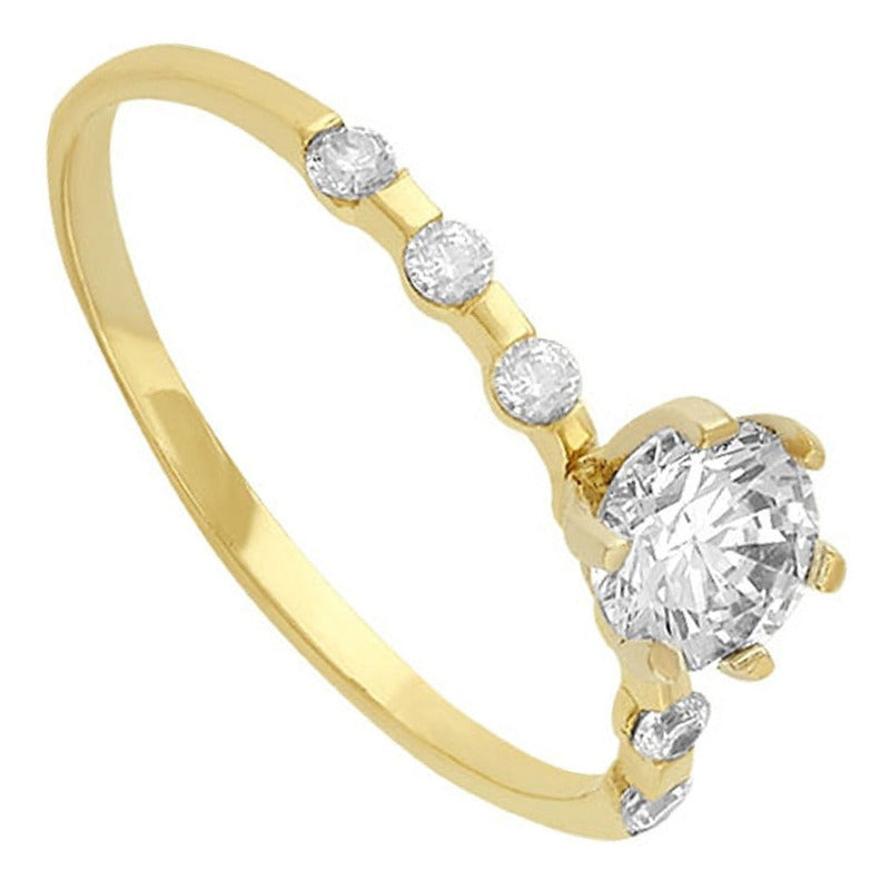 Anillo Solitario Con Zirconia En Oro 10 K + Obsequio + Envio