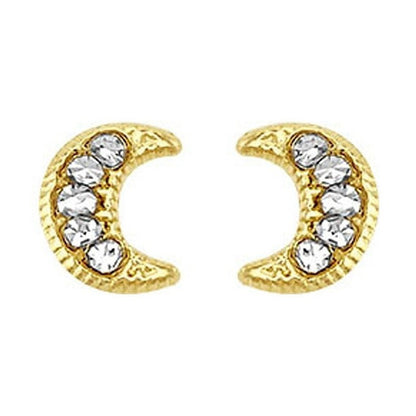 Broquel Mini Luna Con Zirconias En Oro De 10 K + Obsequio