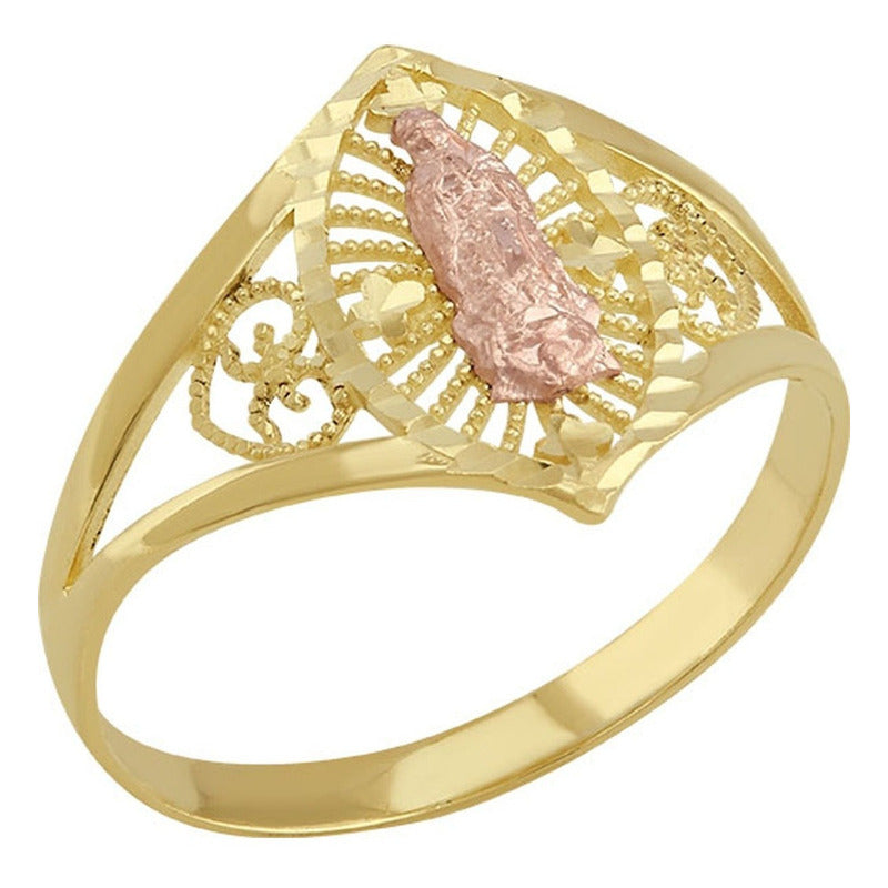 Anillo Virgen Rosa En Oro De 10 K + Obsequio