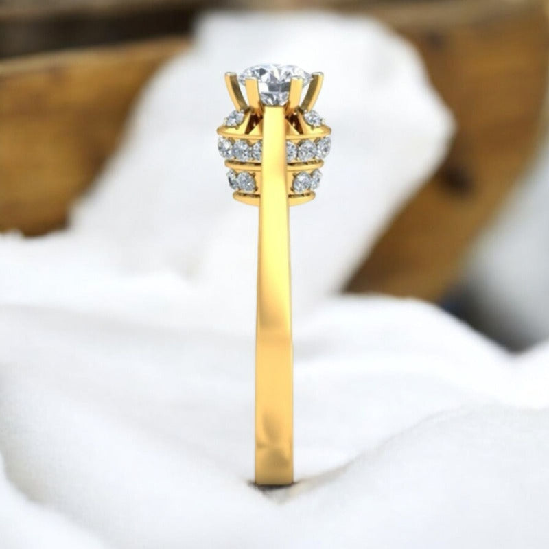 Anillo Solitario Cubierto Zirconias Oro 18 Kilates