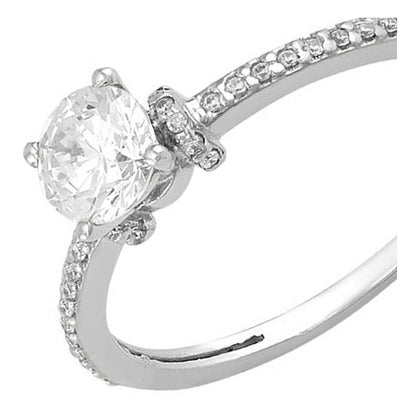 Anillo Solitario En Oro Blanco De 10 K + Obsequio + Envio