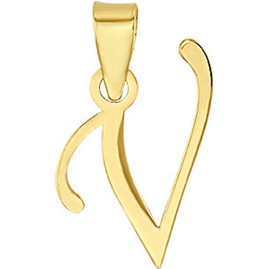 Dije Inicial V Lisa En Oro De 10 K + Obsequio + Envío