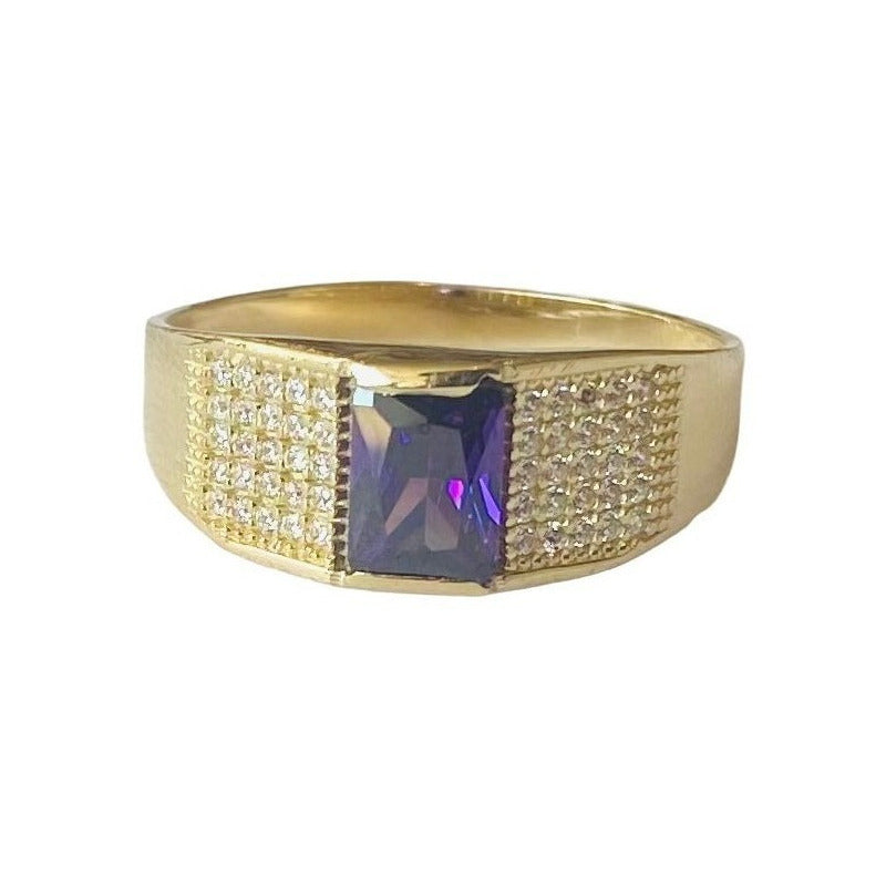 Anillo Caballero Zirconias Oro 10 K + Obsequio
