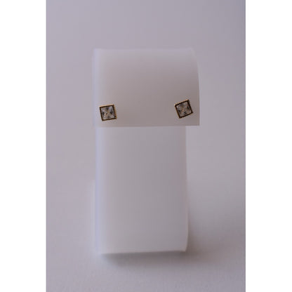 Broqueles Cuadro Bisel Diamantada 5x5 Oro De 10 K + Obsequio