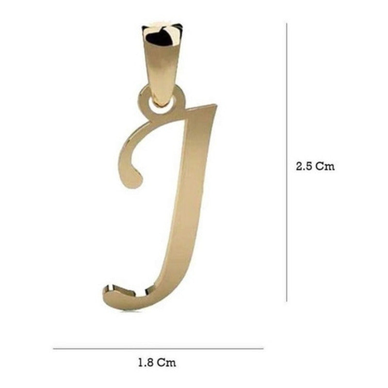 Juego Inicial Letra J Con Cadena 50 Cm Oro 14 K + Obsequio