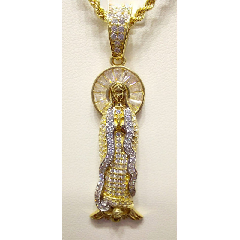 Dije Guadalupe Zirconias Oro 10 K. + 10 Obsequio