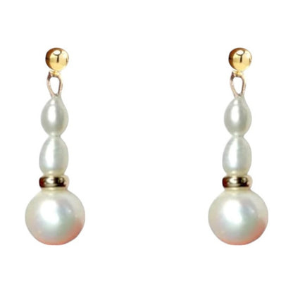 Aretes Perla Gota 4.5 Mm Colgante Elaborado En Oro De 14k