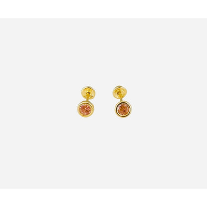 Broqueles Con Zirconia Rosa En 14 Kilates + Obsequio