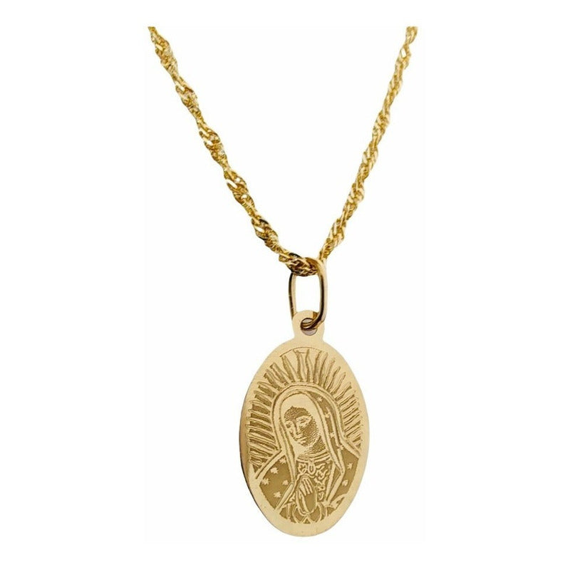 Medalla Oval De Virgen De Guadalupe Oro 14 K + Obsequio