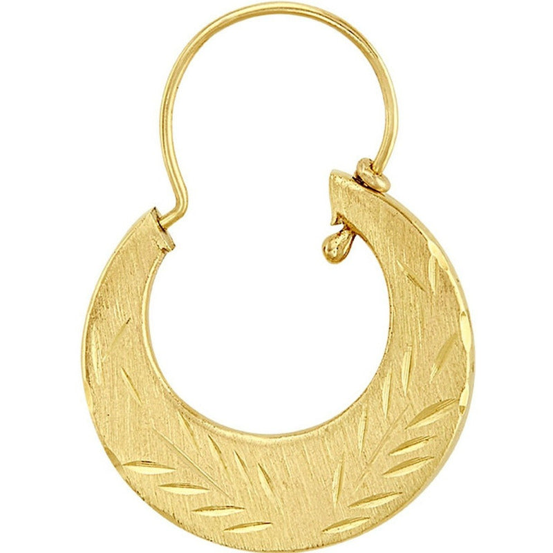 Arracada Plana Grabada #2 En Oro De 10 K + Obsequio + Envío