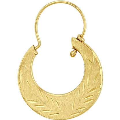 Arracada Plana Grabada #2 En Oro De 10 K + Obsequio + Envío