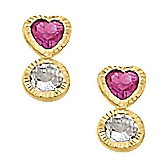 Broqueles Tu Y Yo Corazón 7 Mm Oro De 10 K + Obsequio