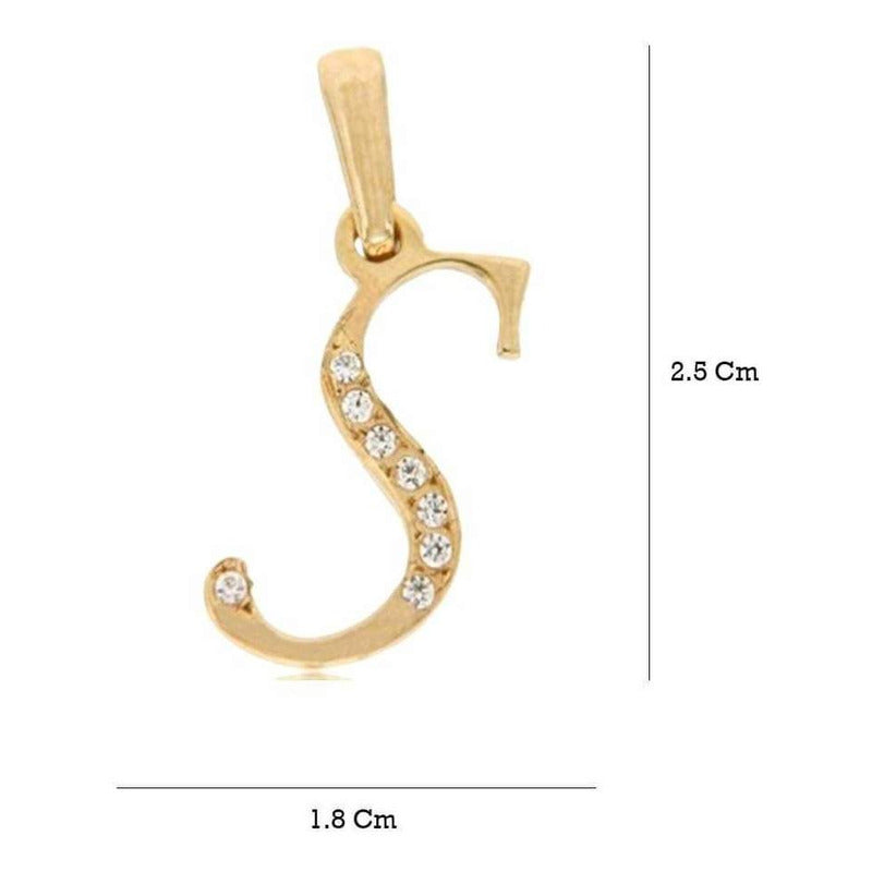 Dije Inicial Letra S Con Circonias Oro 14 K + Obsequio