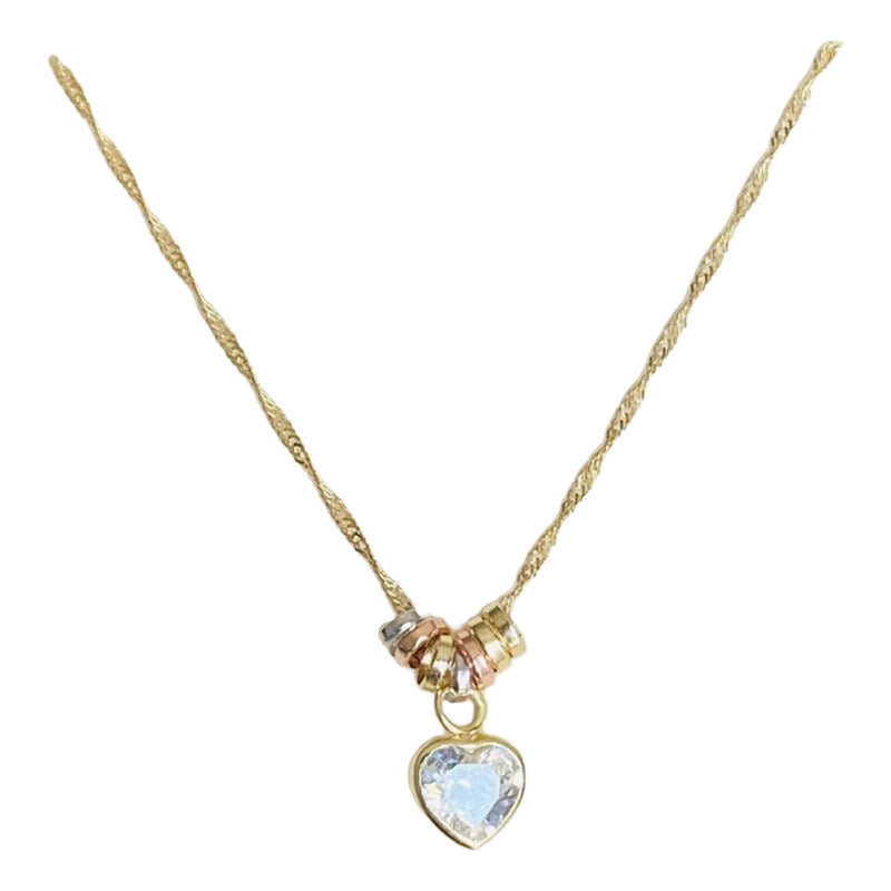 Kit Suerte Corazón Blanco 7 Mm En Oro De 10 K + Color Dorado