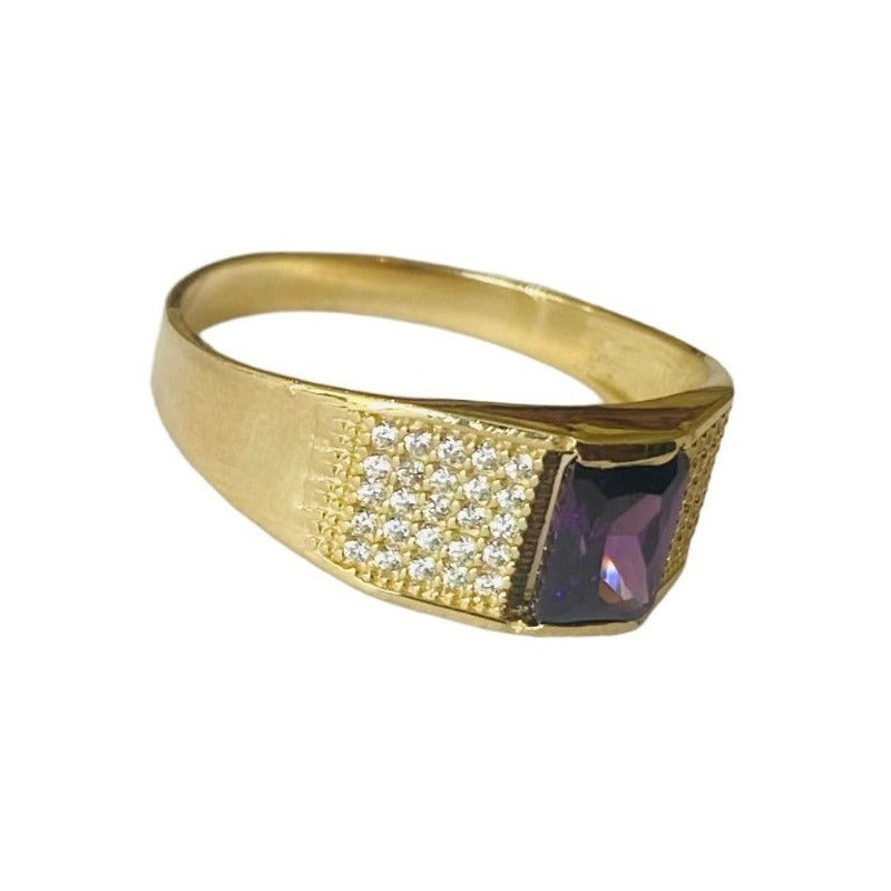 Anillo Caballero Zirconias Oro 10 K + Obsequio
