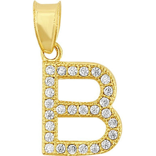 Dije Inicial B Con Zirconias En Oro De 10 K + Obsequio
