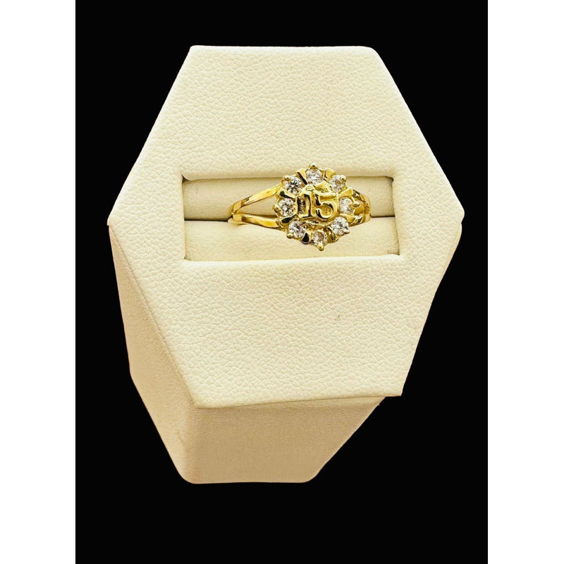 Anillo Roseta De Xv Años En Oro De 10 K + Obsequio + Envio