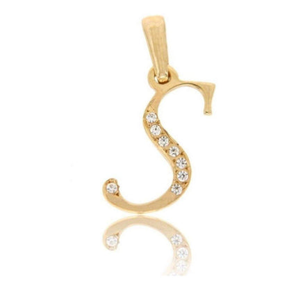 Dije Inicial Letra S Con Circonias Oro 14 K + Obsequio