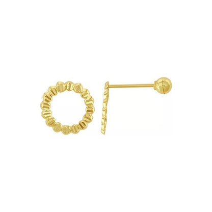 Juego Arracadas Y Aretes Facetados Oro 10 K + Obsequio