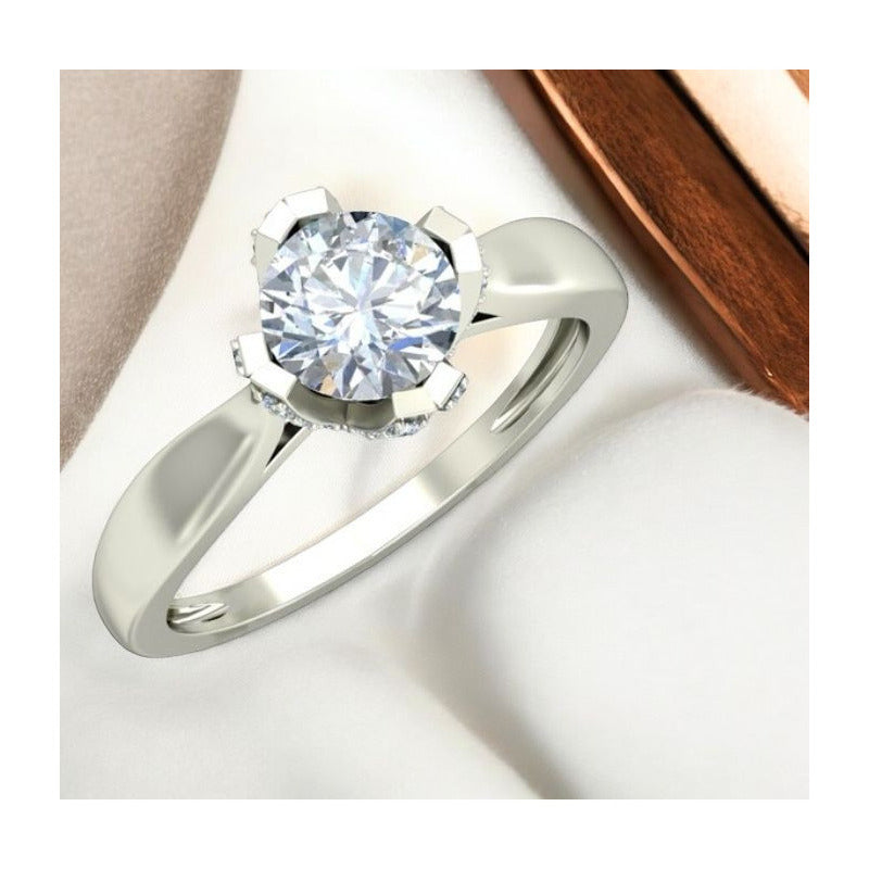 Anillo Solitario Corona V Oro 14 Kilates