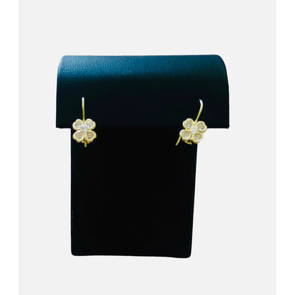 Arete Trebol Con Zirconias En Oro De 10 K + Obsequio + Envio