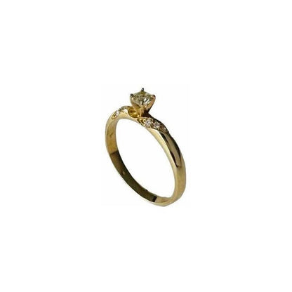 Anillo Compromiso Oro 14 K Diamantes Naturales .24 Ct/ .08ct