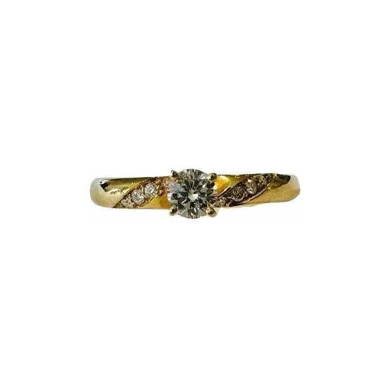 Anillo Compromiso Oro 14 K Diamantes Naturales .24 Ct/ .08ct