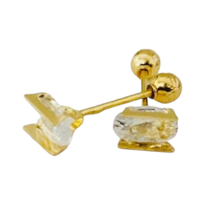 Broqueles Cuadrados En Oro De 10k + Obsequio