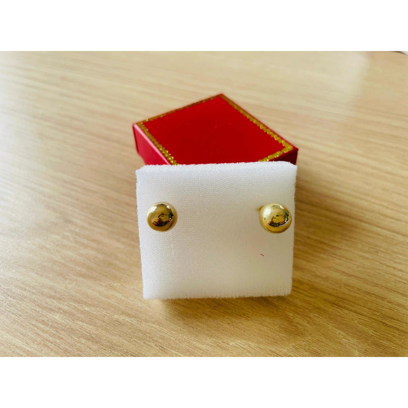 Broquel Bola 8mm Largo Oro 10 K + Obsequio+ Envio